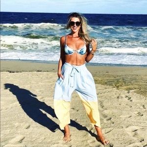 Red Carter Triangle Underwire Bikini Top & high wasted bottom - small